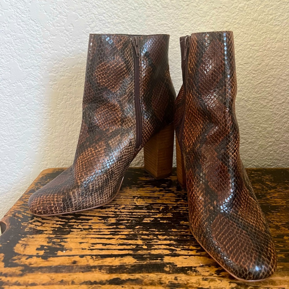 Snake Skin Buckle Booties